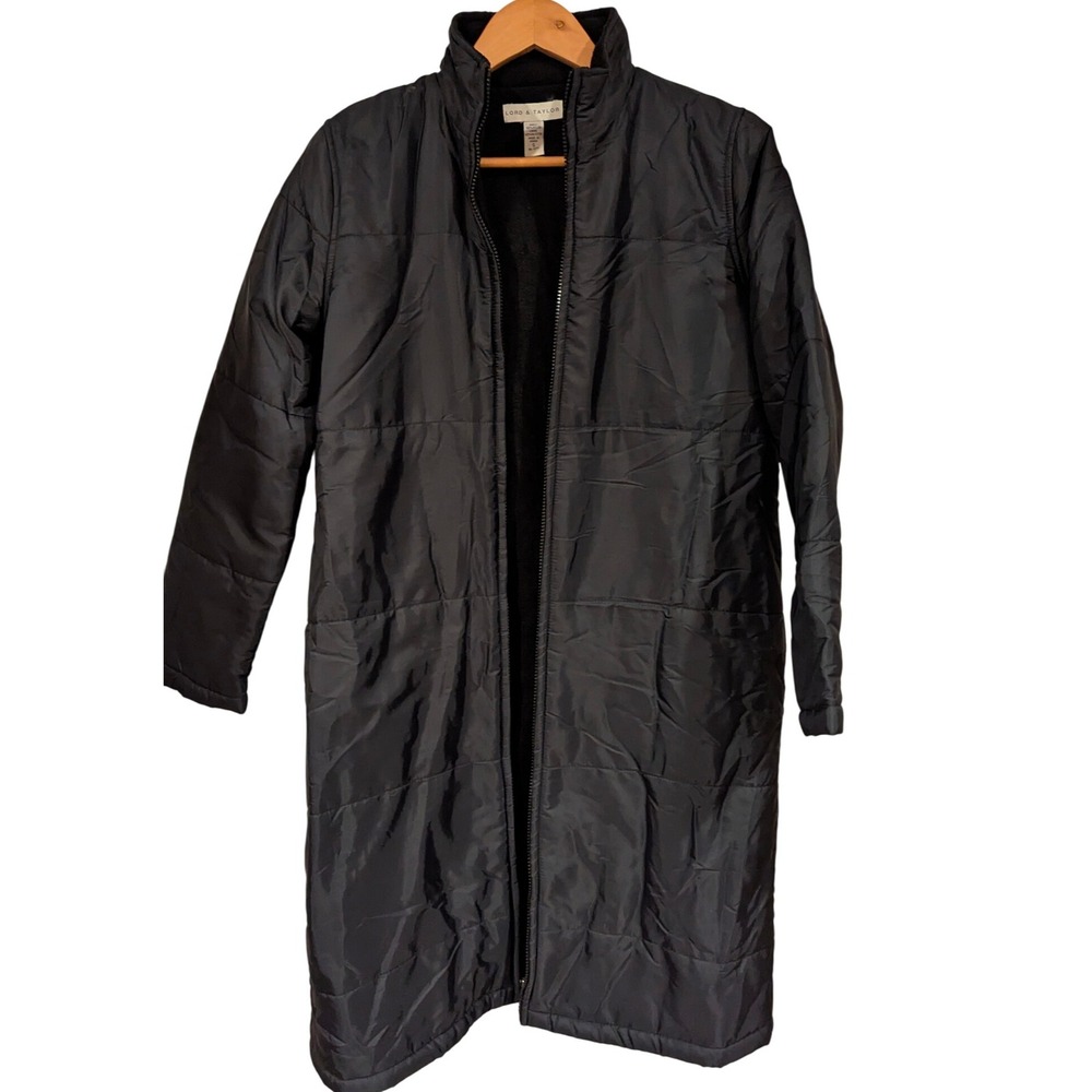 Lord & Taylor Black Long Puffer Coat